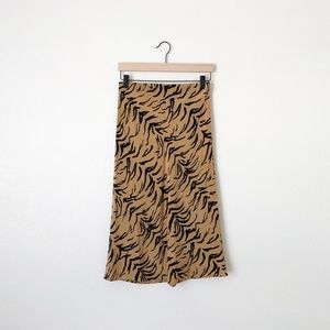 NWOT Madewell Silk Tiger Stripe Midi Skirt